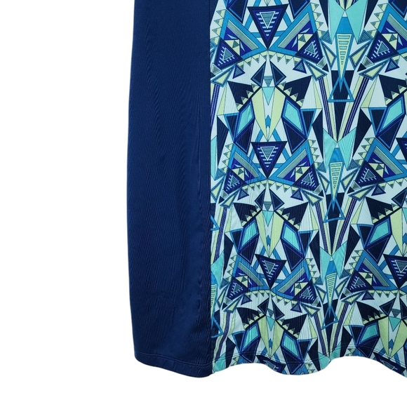 Title Nine Women's Poly Stretch Geo Print Mini Dress Blue- XL - Picture 3 of 9